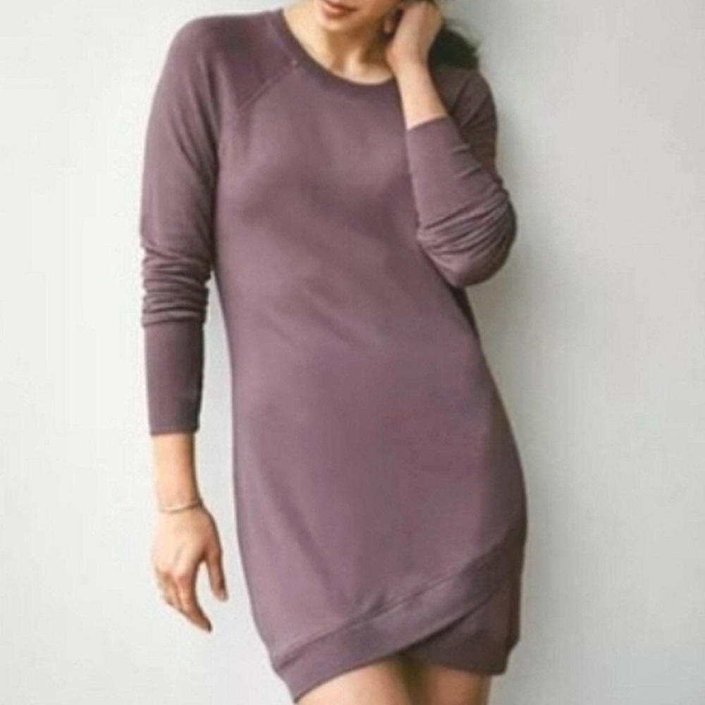 Athleta Criss Cross Sweatshirt Dress L Plum